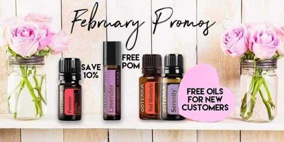 February Promos save 10% Passion free Lavender Touch red mandarin and serenity free for new customers 