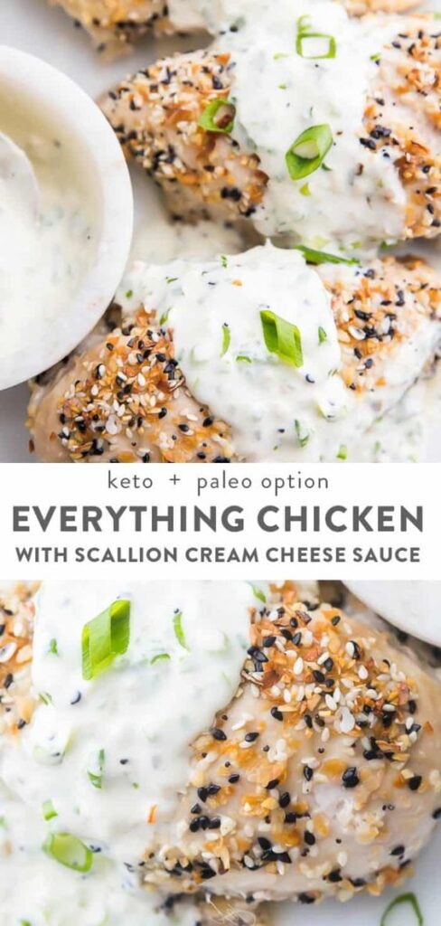 Everything Bagel Chicken with Scallion Cream Cheese Sauce (Keto) 