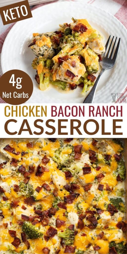 This easy low-carb chicken bacon ranch casserole comes together quickly. It's perfect for a hearty weeknight keto dinner that’s super satisfying and full of flavor!