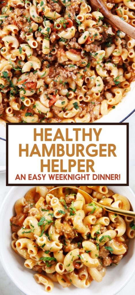 Love that classic childhood boxed favorite, but want to make it all homemade and healthier? This Healthy Hamburger Helper recipe is your solution. 