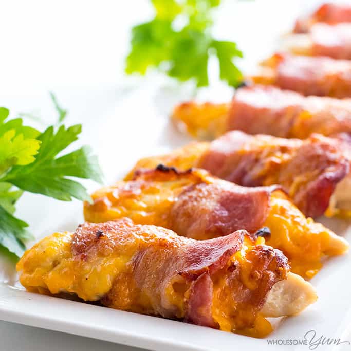 Baked Bacon Wrapped Chicken Tenders Recipe - 3 Ingredients
Baked Bacon Wrapped Chicken Tenders Recipe - 3 Ingredients - This easy baked bacon wrapped chicken tenders recipe needs just 3 common ingredients - chicken, bacon, and cheese! Ready in under 30 minutes. #wholesomeyum #keto #lowcarb #dinner #chickenrecipe