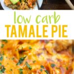 Low Carb Tamale Pie Tamale pie that tastes like the classic tamale casserole, but with ZERO corn and just 8 net carbs per serving! This low carb Mexican recipe is a total hit with my family and it’s perfect for serving up on Mexican night. #lowcarbtamalepierecipe #lowcarb #tamalepie