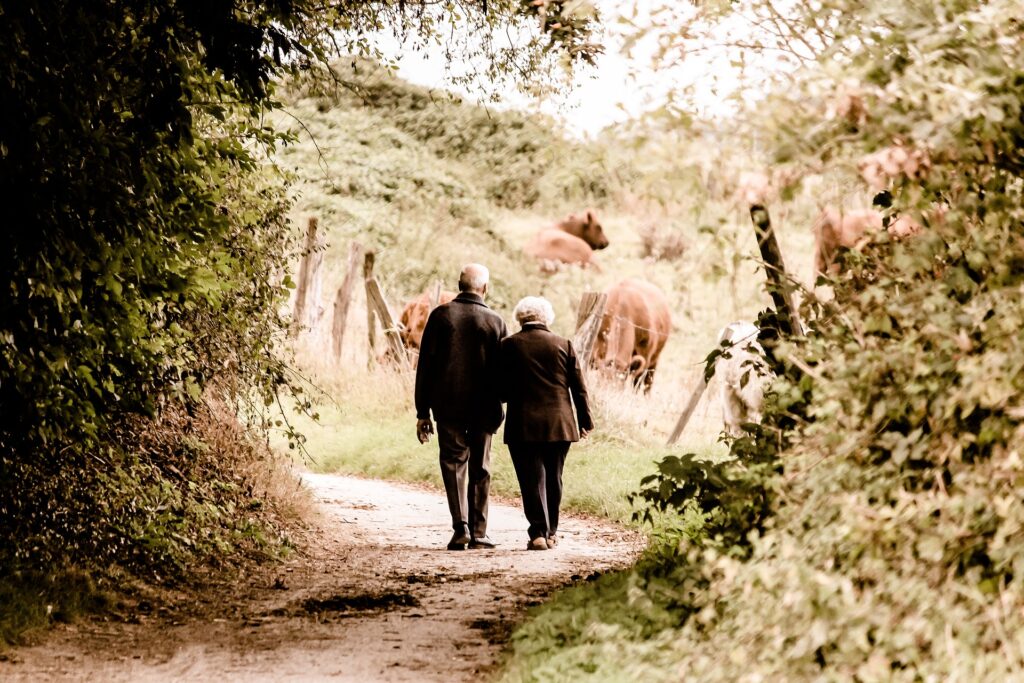 Elderly Couple Out for a  Walking 