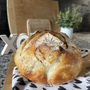 Sourdough bread with heart scoring